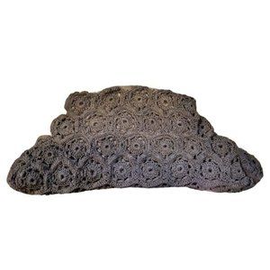 Stunning 30s or 40s Black Corded Crochet Clutch Purse